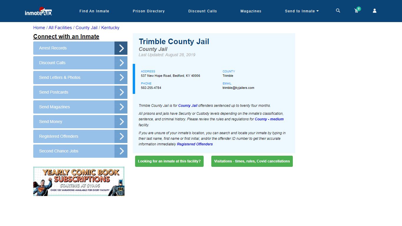 Trimble County Jail - Inmate Locator - Bedford, KY