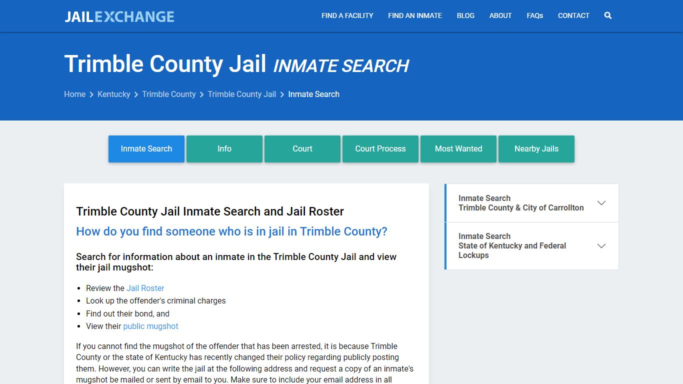 Inmate Search: Roster & Mugshots - Trimble County Jail, KY